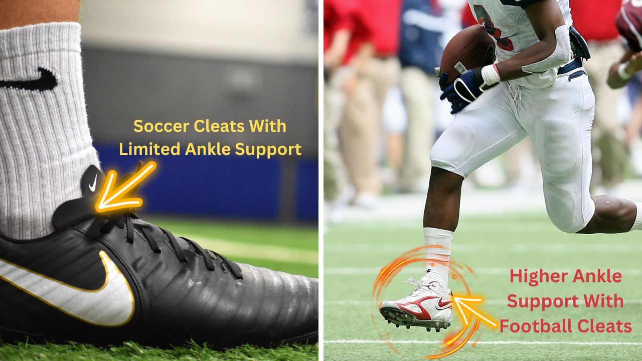 A comparison of soccer and football cleats